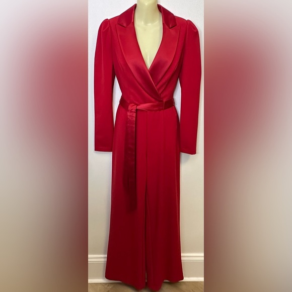 Adrianna Papell Red V-Neck Long Sleeve Jumpsuit size 2 - Picture 1 of 8